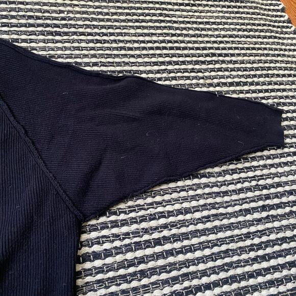 🌿Free People Womens Oversized Ribbed Chunky Black Button Cardigan Sweater M - Picture 4 of 12